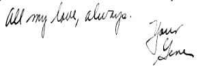 signed: 'All my love, always. Yours, Gene'