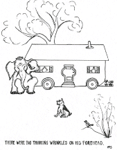 There were big thinking wrinkles on his forehead.